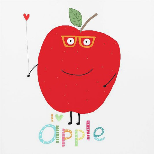 Ik hou van Apple! Blije Apple met een liefdeshart. | Canvas