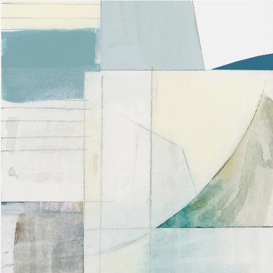 Abstracte blauwe en witte vormen, neutraal nr. 1 print | poster