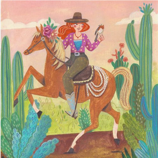 Cowgirl on horse in the desert | Canvas