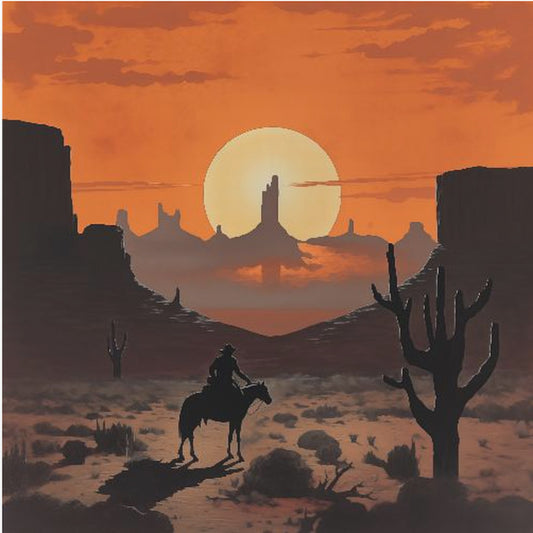 Zonsondergang Cowboy | Canvas
