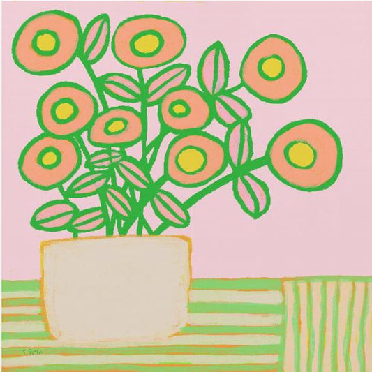 Bloempot in roze tinten | Poster