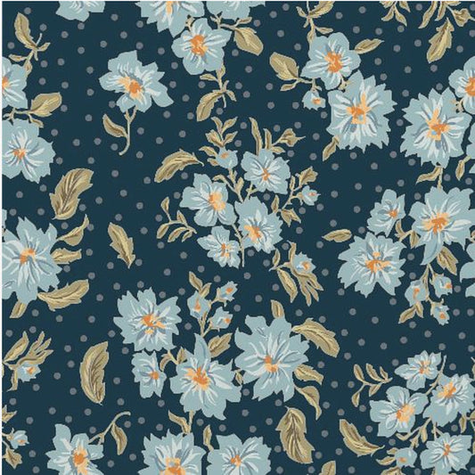 Floral Heritage boeket met maanlichtblauw patroon | Canvas