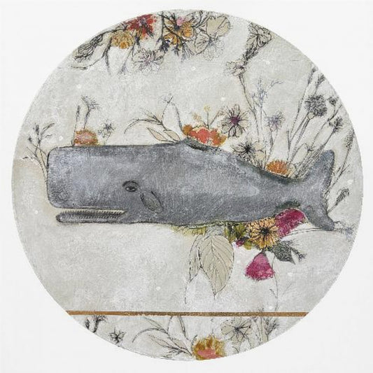 Walvis tegen een achtergrond van delicate bloemen | Canvas
