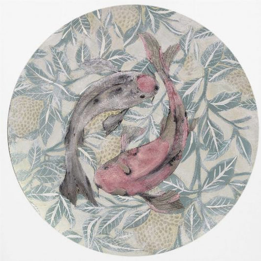 Twee koi-vissen in een cirkelvormig patroon | Canvas