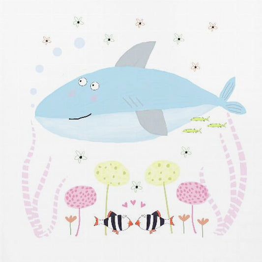 Babyhaai met bloemen | Canvas