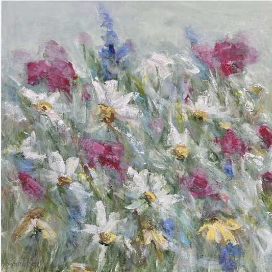 Madeliefje in roze, witte en gele tinten | Canvas