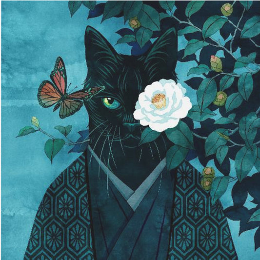 Witte Camellia Kat | Canvas