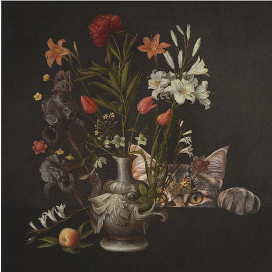 Vintage vaas met levendige bloemen | Canvas