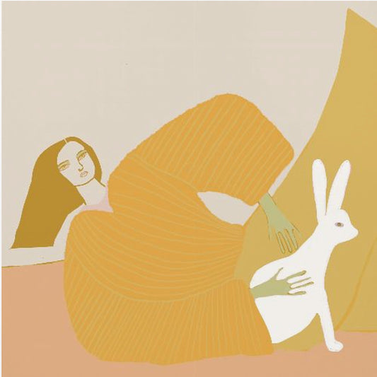 GOUDEN dame met konijn | Canvas